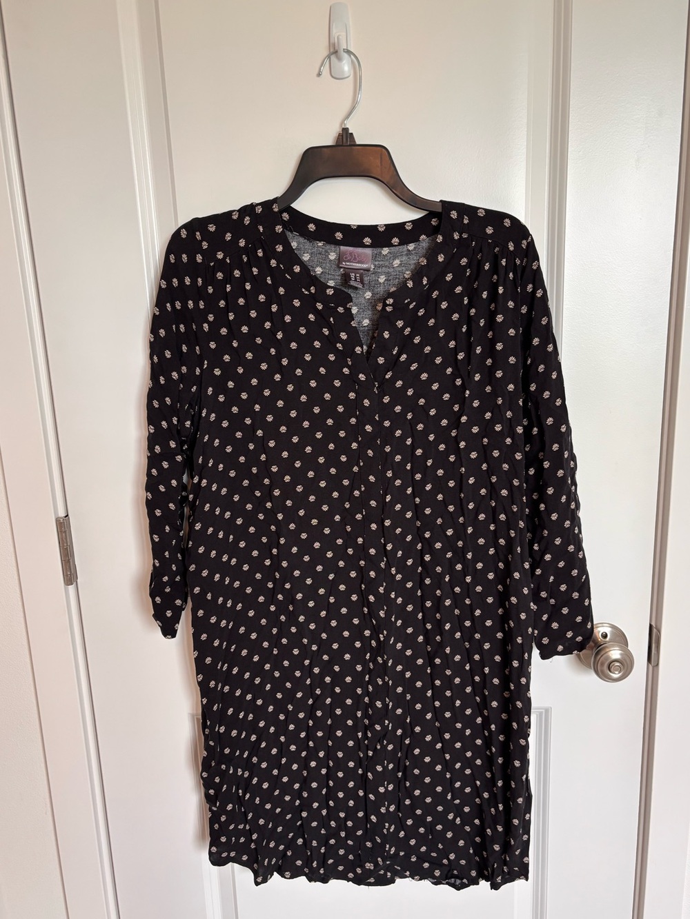 Oh Baby by Motherhood Black Polka Dot Button-Front Tunic Dress